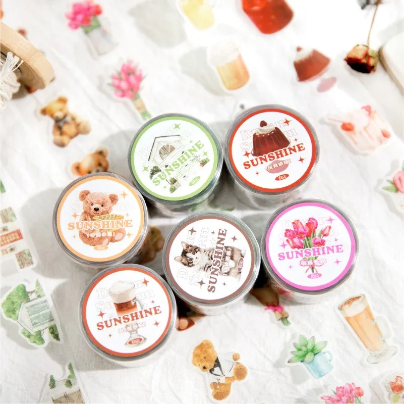 Kawaii Washi Tape Dessert Cat Plants Cartoon Washi Masking Tape Cute Washi Tape DIY Decorative Tapes For for Arts Planner