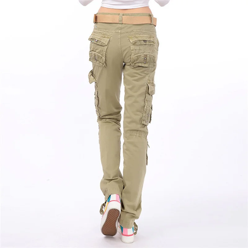 Spring Autumn Multi Pocket Overalls Women's Outdoor Camping Trekking Climbing Training Hiking Fashion Straight Cargo Trousers