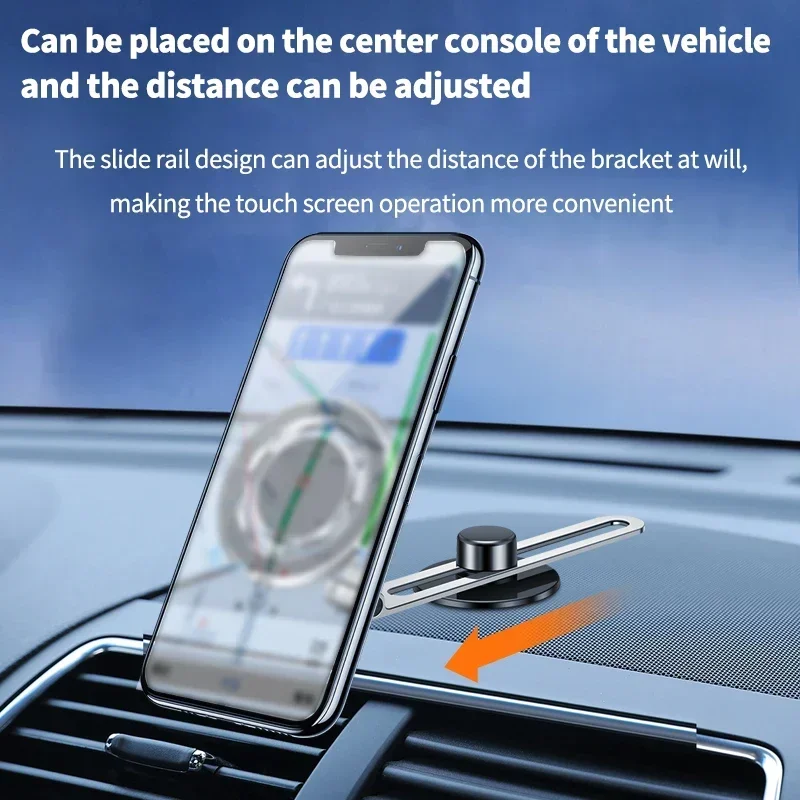 Magnetic Car Phone Holder Stand Magnetic Extendable Rotate Magnet Smart phone Bracket For iPhone 15 14 13 Pro Max Samsung Xiaomi