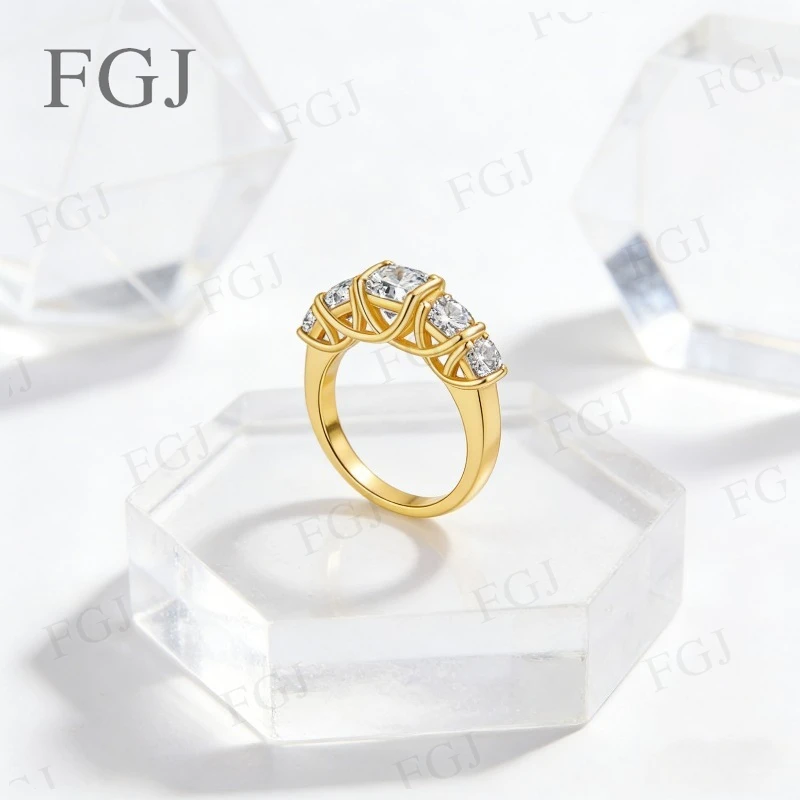 

Кольцо с сертифицированным GRA муассанитом из стерлингового серебра 925 пробы, круглое, 2,6 карата, цвет D, VVS1, сверкающее кольцо для женщин, свадебные украшения, подарки