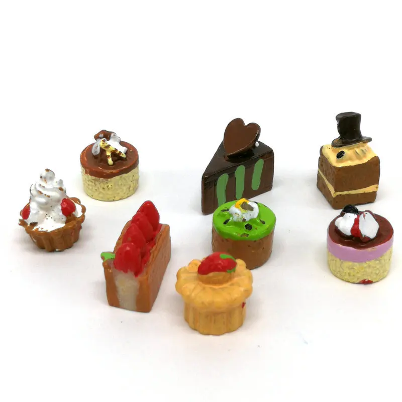 

Dollhouse 8pcs Cakes Baking Cake Mini Cupcake Dessert 1/12 Miniature DIY Decoration Models Scale Home Decor Decoration Crafts