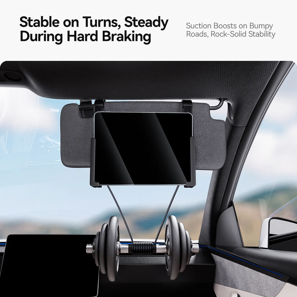 YZ For Tesla All Model 3/Y PC Flat Clamp Adjustable Universal Phone Tablet Stand Makeup Mirror Front-row Sun Visor Bracket