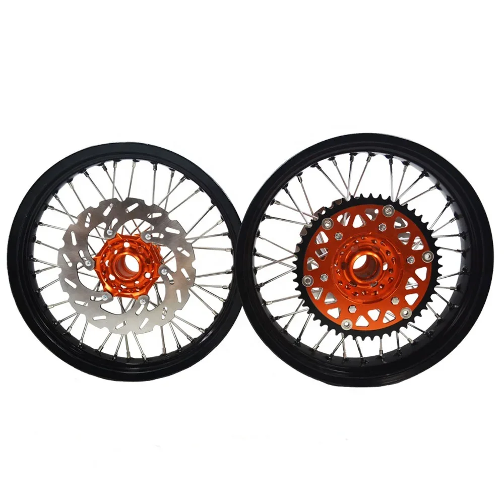 17 Inch Super Moto Wheels Aluminum Motorcycle Alloy Rims Wheels Set