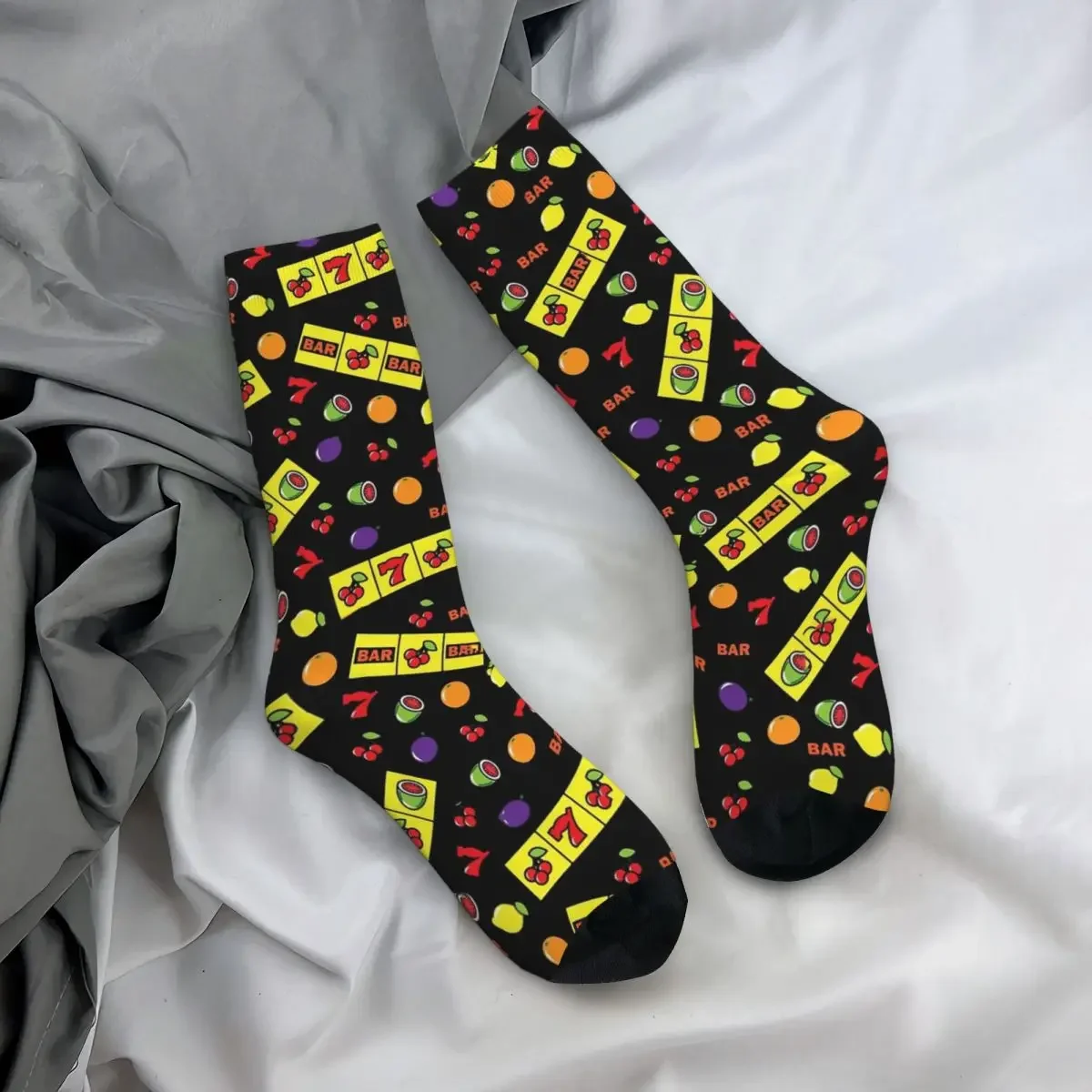 Calcetines de compresión divertidos y felices para hombre, con ranuras de la suerte, Vintage, Harajuku, clase de tarjetas, Hip Hop, novedad, calcetín loco sin costuras, regalo