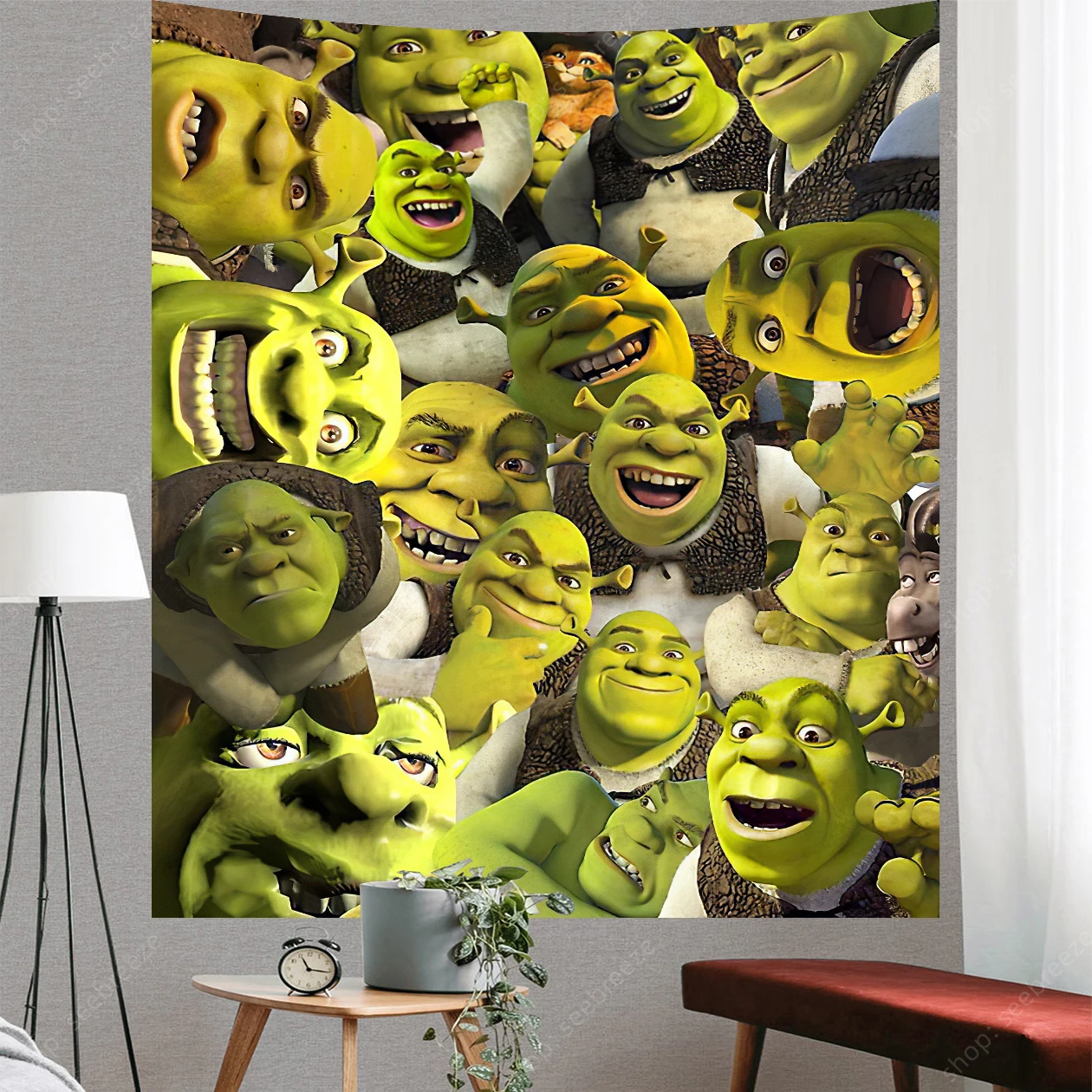 Shrek Tapestry Funny Meme Tapestry Wall Hanging Wall Decor Poster Green Flag for College Dorm Room Bedroom Art Decor