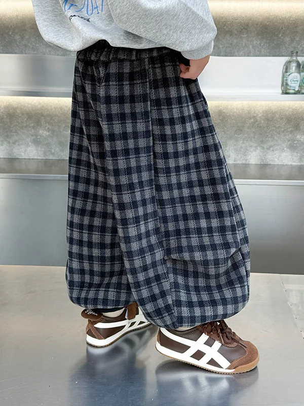 

Thiened Flannel Boys Autumn Winter Leisure Pants Elastic Waist Lantern Trousers Warm Baby Boys Long Pants Casual Sle