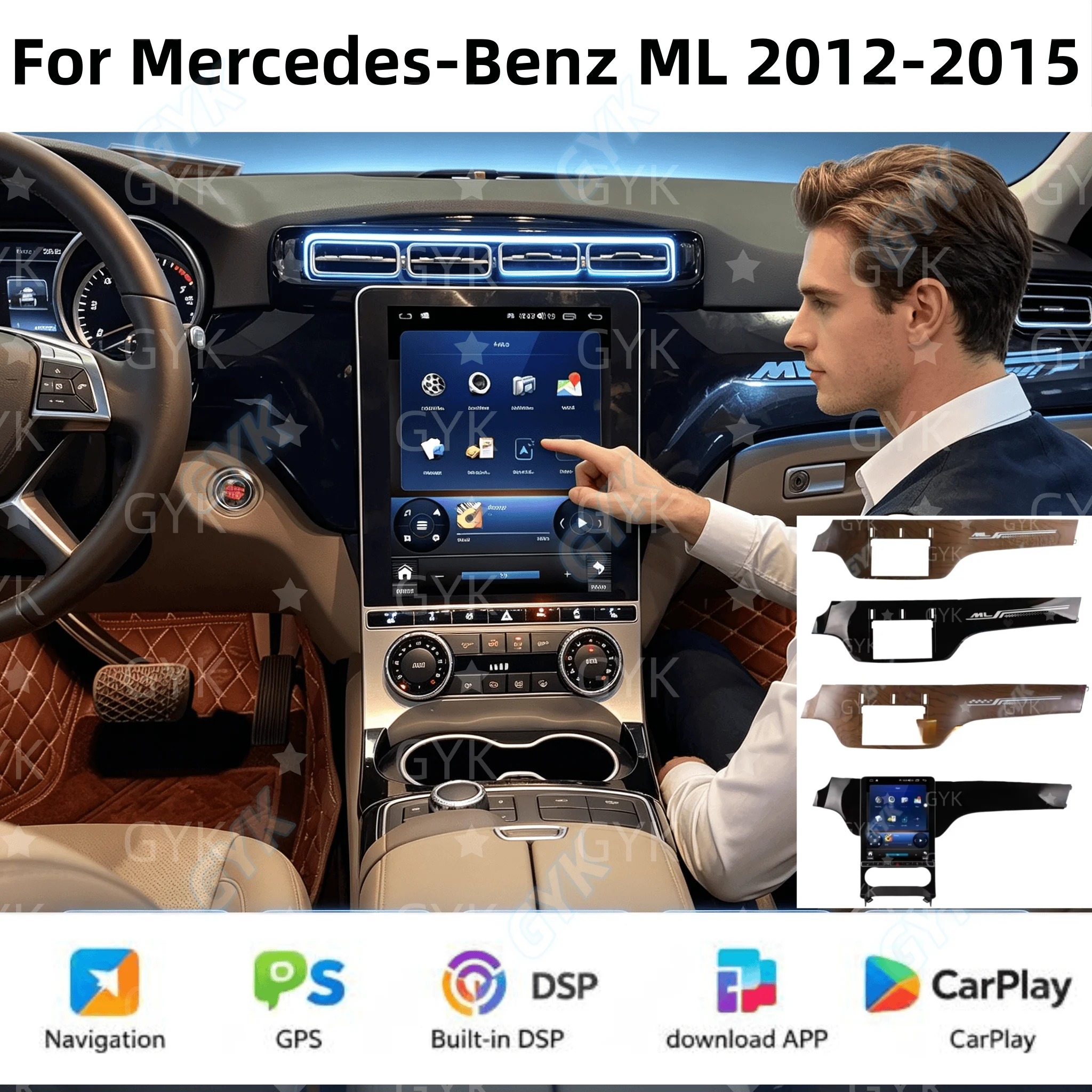12.1'' Android 14.0 Auto For Mercedes-Benz ML 2012 2013 2014 2015 Upgrade GPS Navi Car Radio Automotive Multimedia Stereo Head