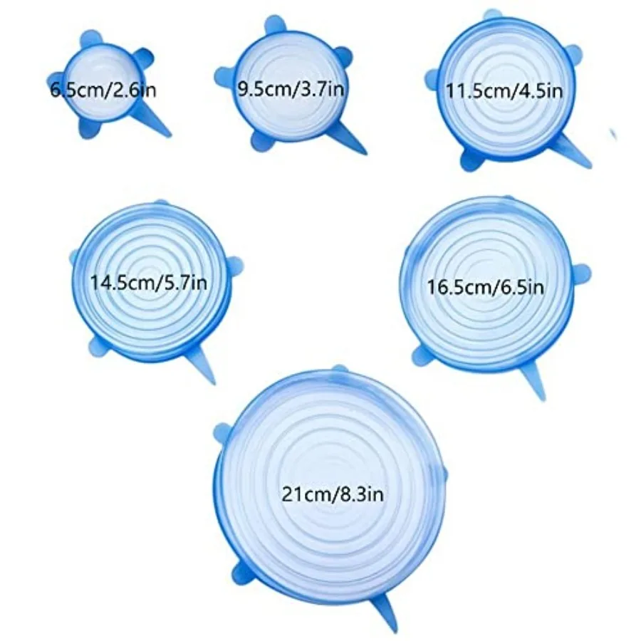 12 pcs Silicone Stretch lids set, 6 Sizes, Reusable Food Storage Covers Silicone Bowl Covers Flexible to Fit All Shape of Conta