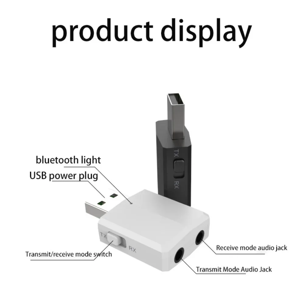 Audio Receiver Audio Transmitter Receiver 3 in 1 Stereo Wireless 3 in 1 USB Bluetooth 5.0 Adapter Fully Compatible Light