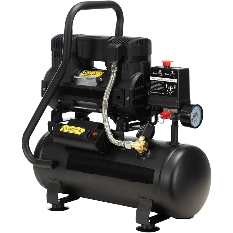 Air Compressor 2.0 Gallon 1.0 HP Oil Free Max 115 PSI 65dB Ultra Quiet Ideal for Auto Repair Tire Inflation Spray Painting and