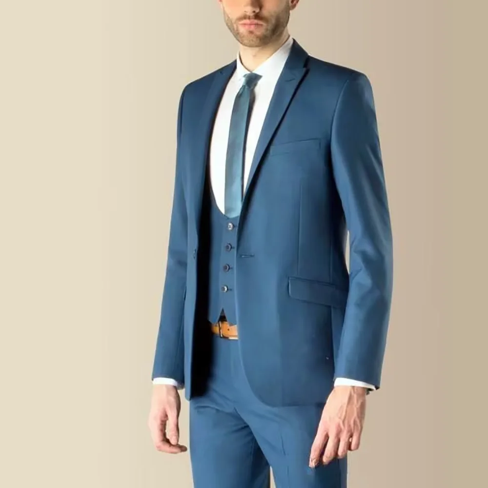 

Fashion Men's Suits Set 3 Piece Peak Lapel Single Breasted Suit Wedding Groom Tailored Handsome Formal Outfits Jacket Vest Pants