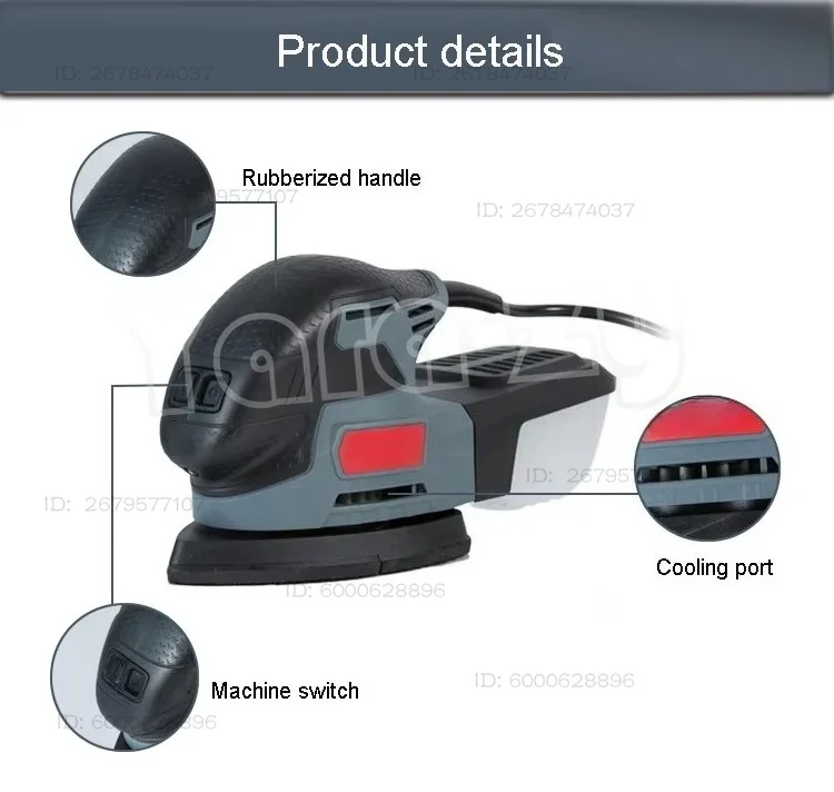 Portable Grinding Machine Electric Sander Furniture Woodworking Polishing Multifunctional Polisher JD2665C