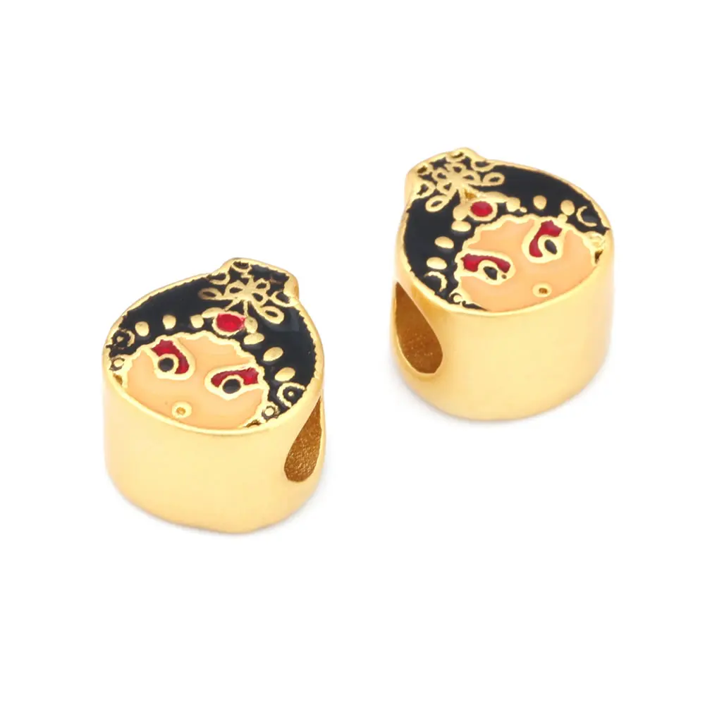 Matte Gold Color Brass with Oil Paintings Flower Bracelets Spacer Beads Jewelry Making Supplies Diy Findings Accessories