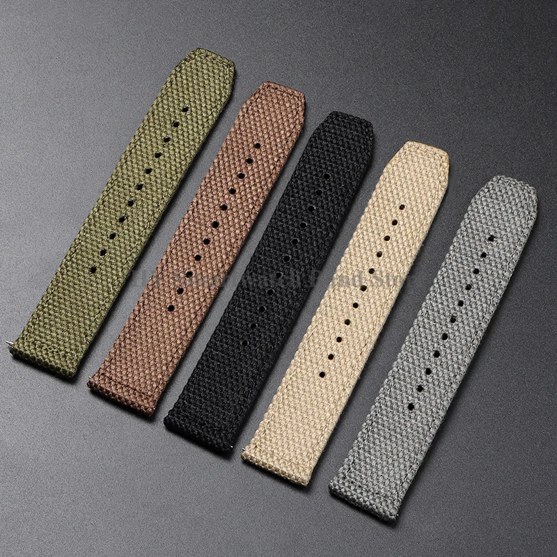 20mm 22mm Nylon Watch Strap for Seiko Military Wrist Band for Omega for Tudor for Casio Cotton Watch Band Quick Release Bracelet