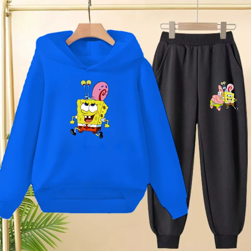 

2 Piece Set 3-12 Age Boy Girl Children Leisure Anime Cartoon Outerwear Hoodie+Trousers Pullover Hooded Autumn Winter Sportswear