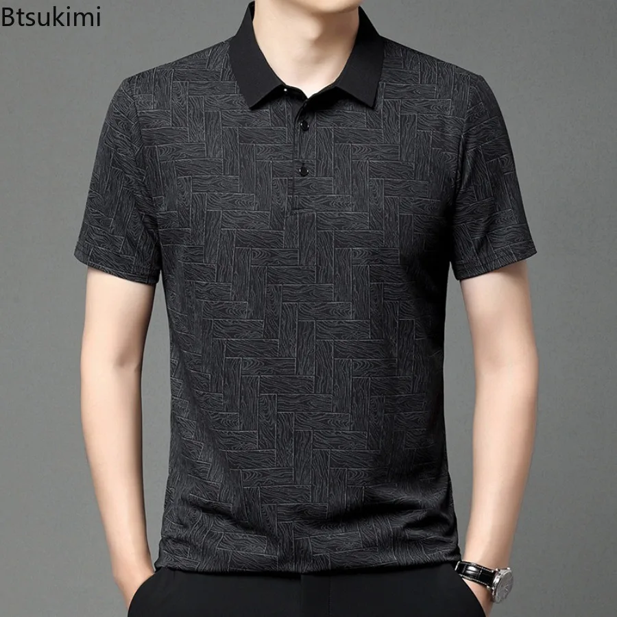جديد 2025 الرجال الصيف رقيقة قميص بولو بكم قصير قميص موضة بلون تي شيرت غير رسمي للرجال بسيط خفيف الوزن الشارع الشهير الذكور #5
