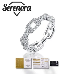 925 Sterling Silver Full Diamond Moissanite TrendyFine Jewelry Accessories Simulated Diamond Stacking Chain Rings For Women Gift