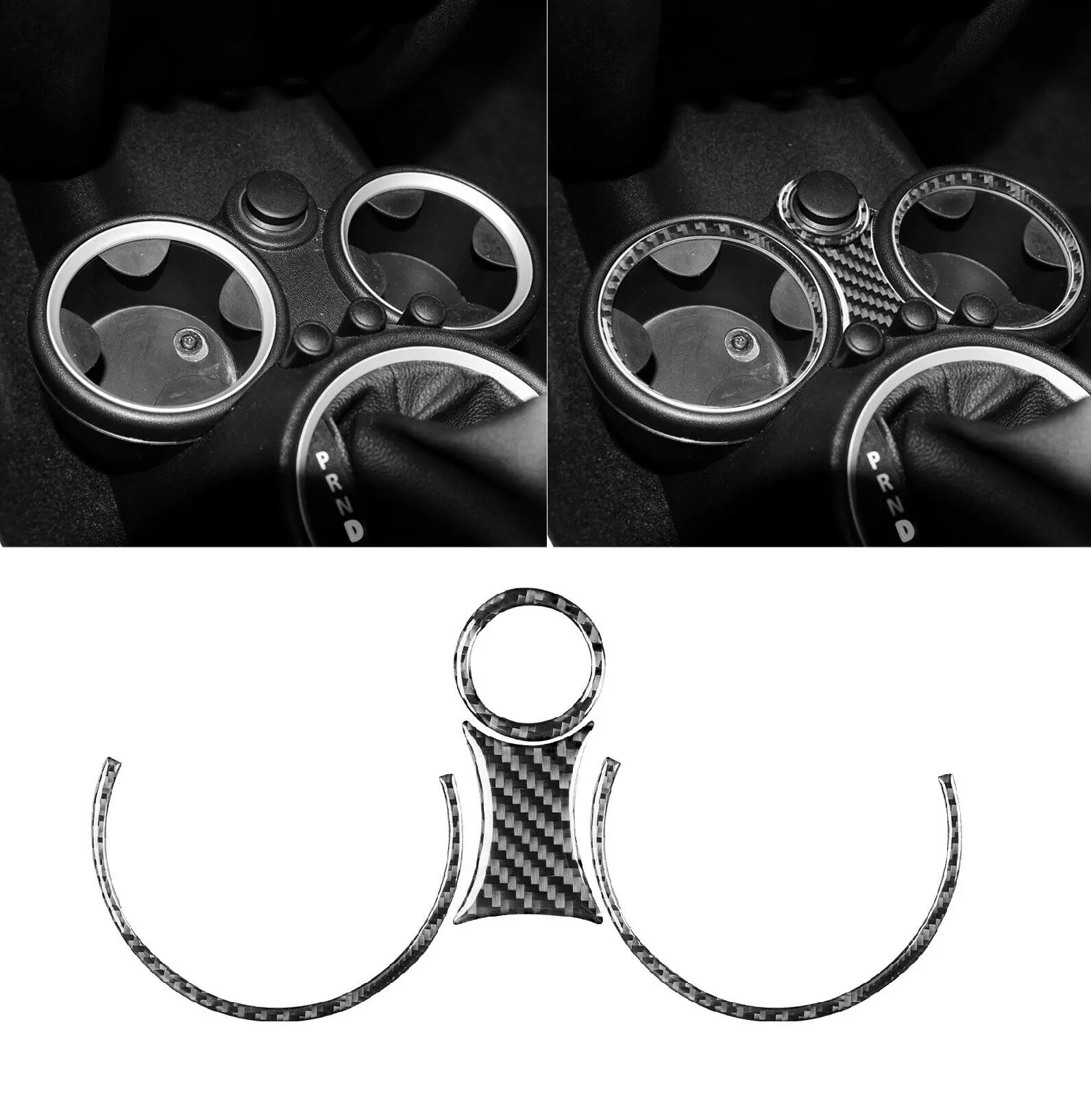 Carbon Fiber Car Water Cup Holder Cigarette Lighter Cover Car Interior For Mini Cooper Hardtop R56 Clubman R55 Convertible R57
