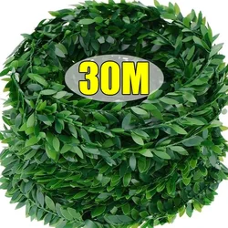 7.5/30M Artificial Ivy Plant Green Leaf Vine Iron Wire Wisteria Garland DIY Fake Leaves Creeper Hanging Leaves Home Garden Decor