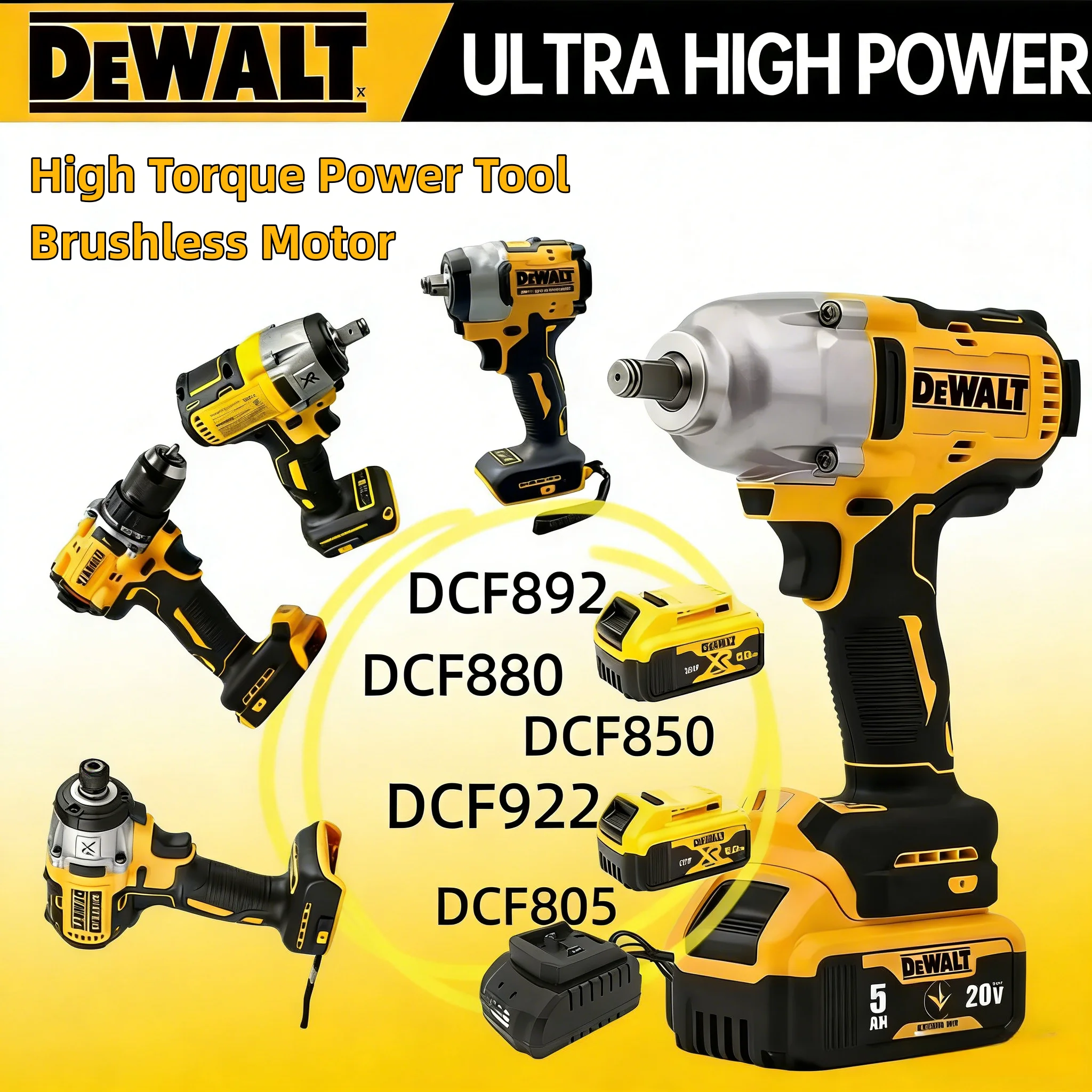

Портативные аккумуляторные электроинструменты DeWalt: Бесщеточная электродрель, ударный гайковерт, набор инструментов DCF892, DCF880, DCF922, DCF850