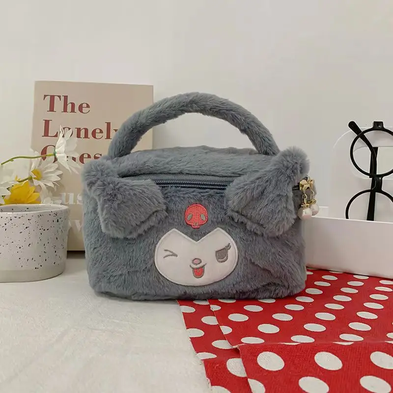 Sanrio Minha Melodia Saco Cosmético De Pelúcia, Bolsa Cinnamoroll, Kulomi Brinquedos, Kawaii Ladies BagGifts para Namorada, Bonito, 25cm