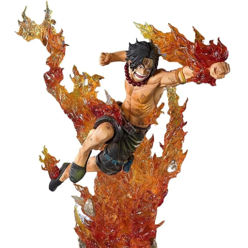 Pirate King Ruffy Ace Fire Fist Battle Actionfigur Modell Anime Desktop Ornament Sammlerspielzeug Geschenk für Männer Junge Fans präsentiert