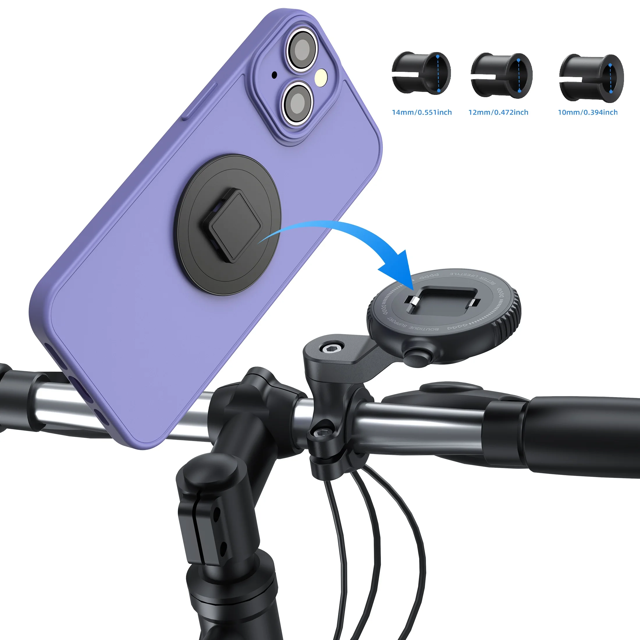 

Универсальный держатель для телефона на руль/зеркало заднего вида, крепление-амортизатор, зажим для велосипеда (MTB/шоссейный), быстросъемное