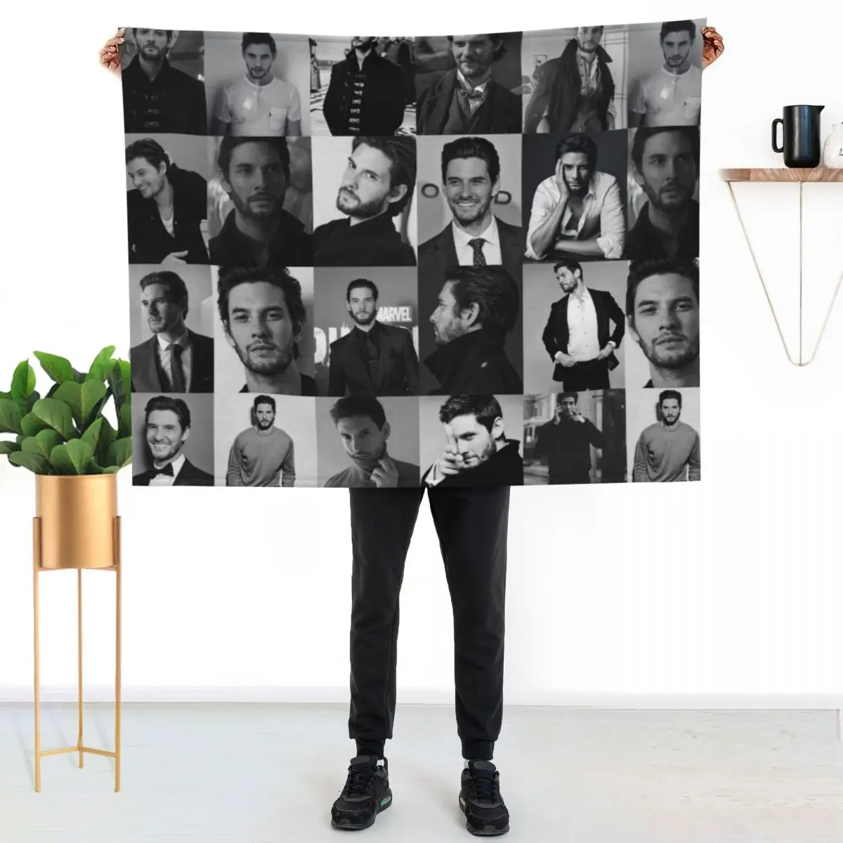 Ben Barnes Collage Throw Blanket Soft Sherpa Fleece Warm Blanket for Winter