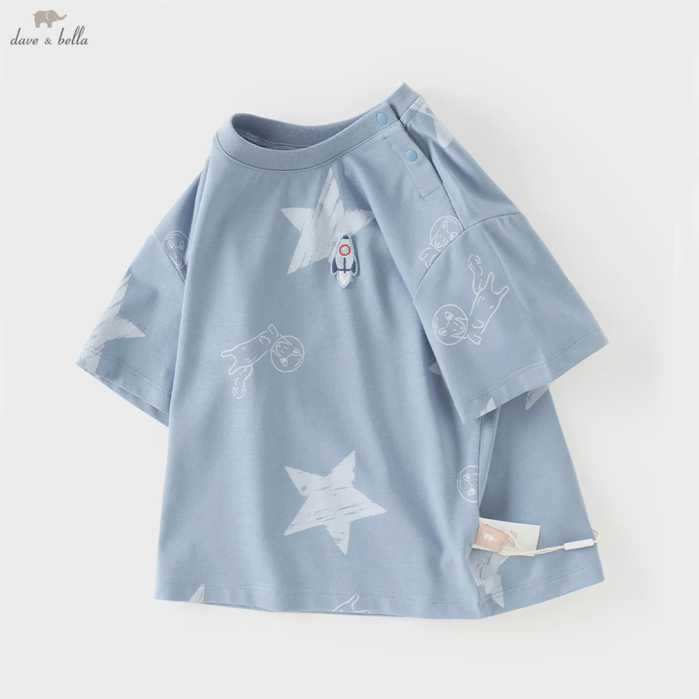 Dave Bella Boys Printed Summer T-Shirt Children Short Sleeve Top 1-7 Years Tees Kids Casual Outdoor Clothes DB2262327