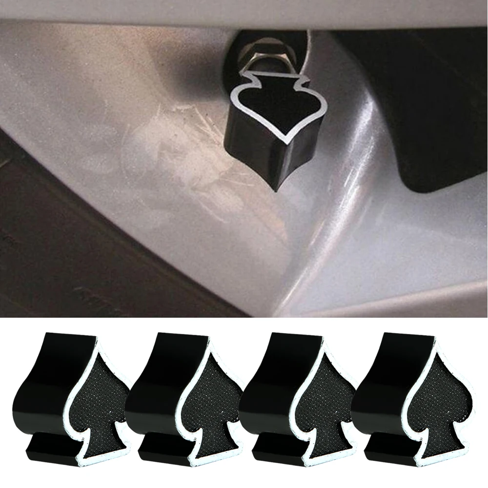 4Pcs/set Stylish Spades Tire Wheel Tyre Valve Stem Caps Cover for Car Truck Motorcycle Bike