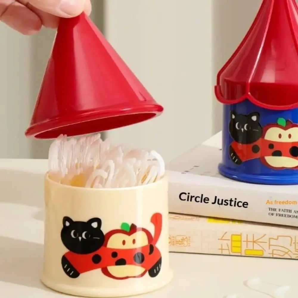 Portable Plastic Toothpick Box Household Colored Spire Storage Box Dopamine Cotton Pad Box Desktop Organization