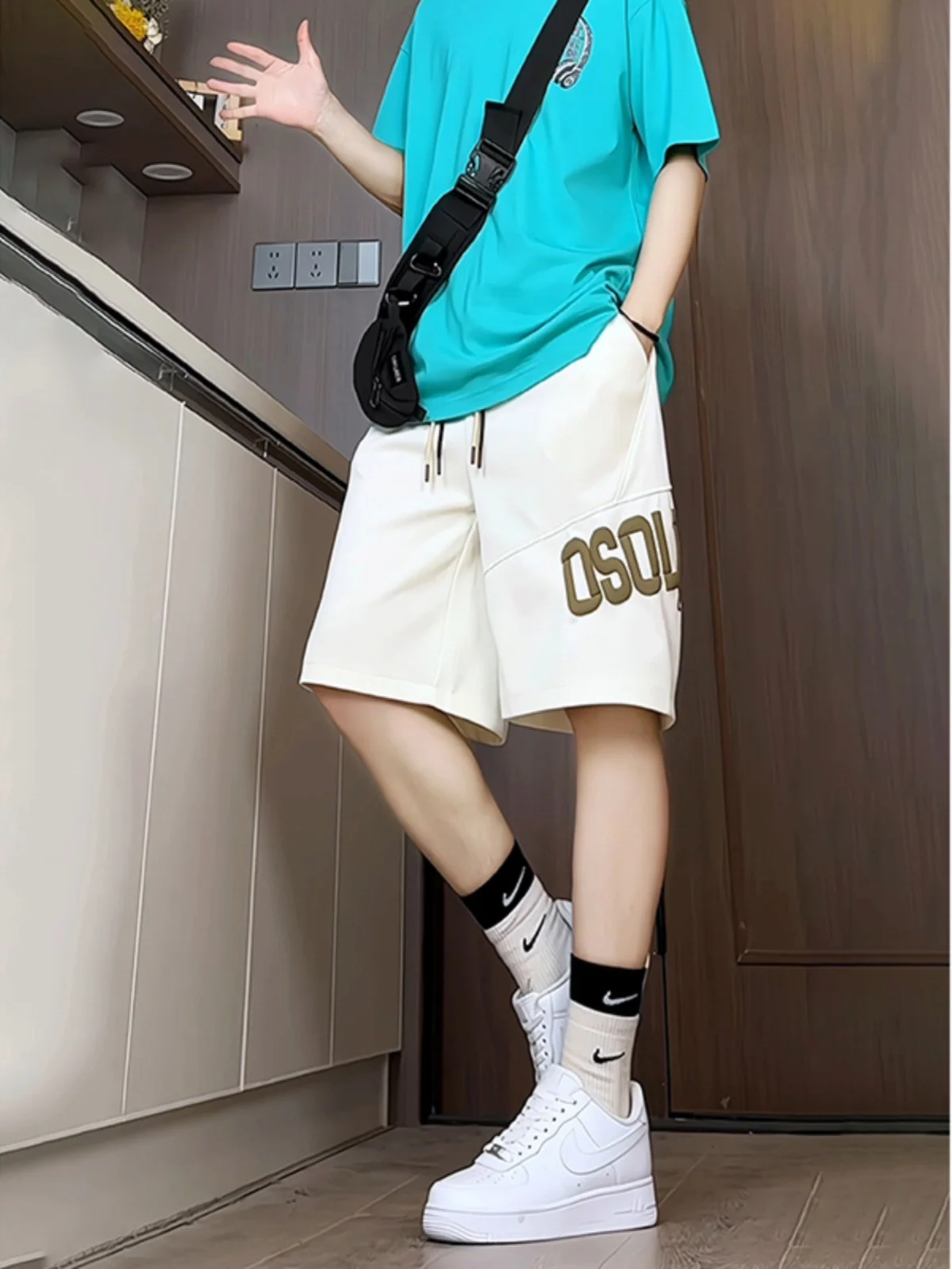 

Мужские летние брюки свободного кроя в стиле американского хип-хопа, тонкие, из полиэфирного волокна, длиной до колена, повседневные, дышащие