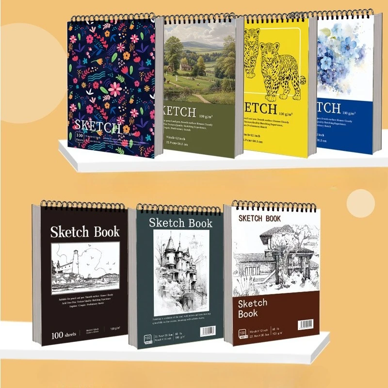 22.9x30.5 سنتيمتر لفائف كراسة الرسم 100 ورقة/200 صفحة سهلة التمزق للسفر رسم اللوحة الكتابة على الجدران تصميم مشروع #4