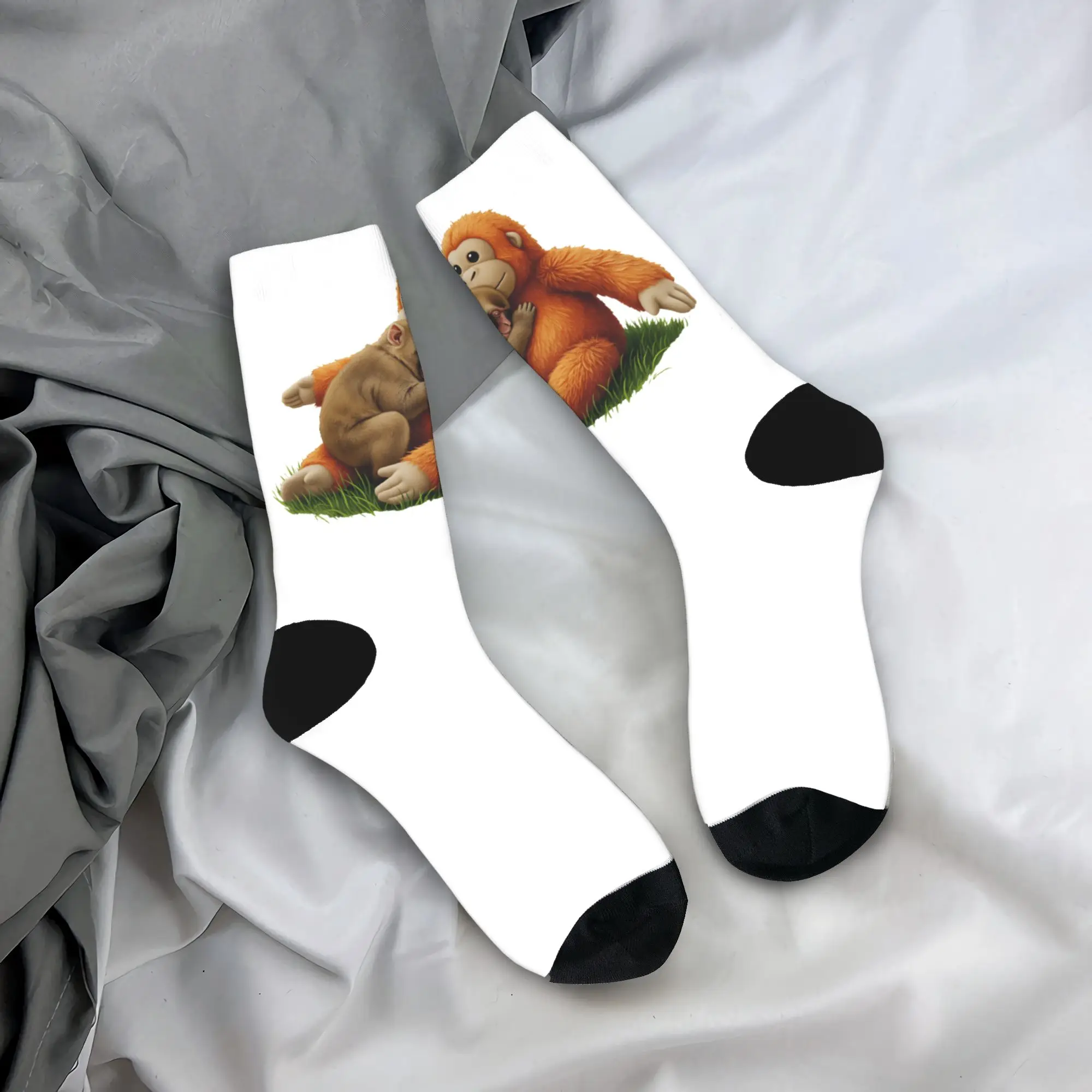 

Baby Monkey Punch Cute Monkey Stockings Pattern Trendy Socks Winter Anti Sweat Socks Adults Men Running Breathable Socks