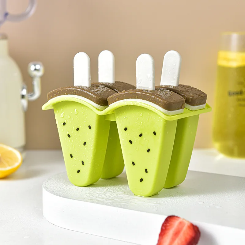 Watermelon Shape Ice Cream Mold 4/6 Ice Popsicle Mold Set Reusable Ice Cream Mold with Stick Creative Kitchen Tool dropship