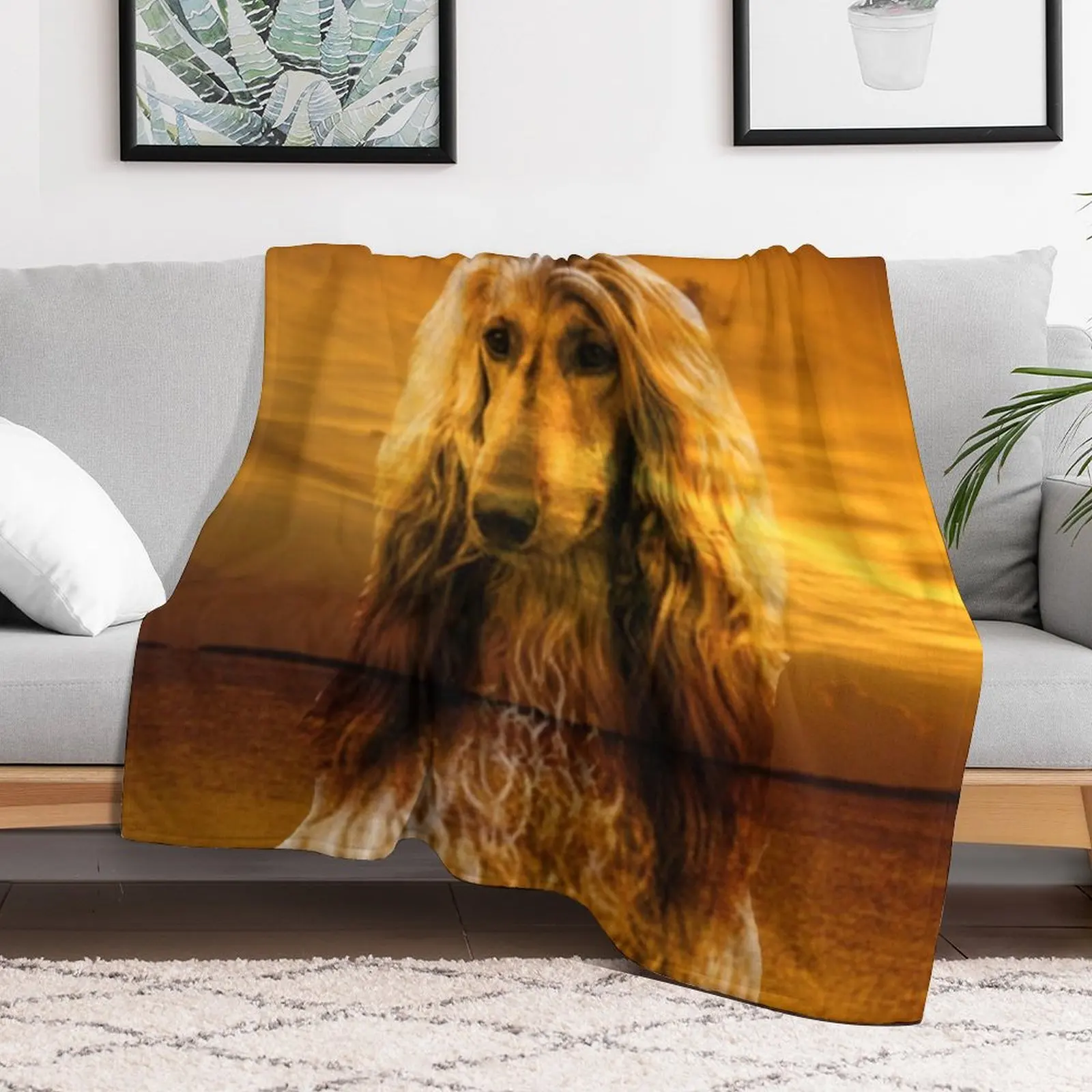 Dog Afghan Hound Throw Blanket Bed linens Picnic Blankets