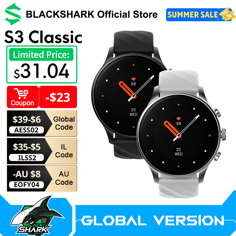  Global Version Black Shark S3 Classic Smartwatch 1.43''AMOLED 120+ Modes Sport Functions 16 Days Battery 3ATM Bluetooth5.4 3ATM 