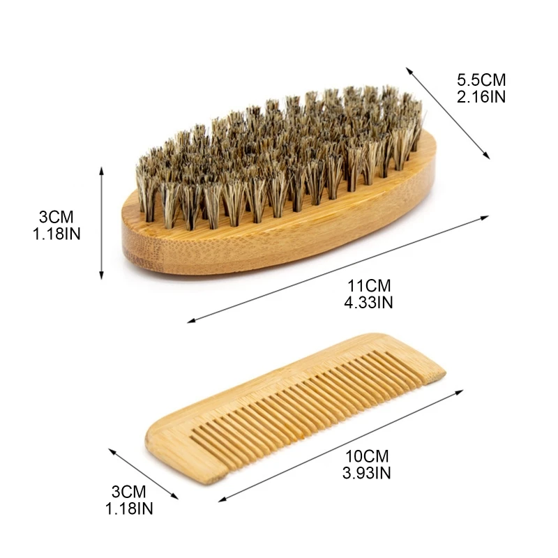 Nam Râu Bàn Chải Với Lược Tay Cầm Gỗ Râu Chải Lông Bàn Chải Dành Cho Tóc Mặt Mềm Heo Lông Bàn Chải Massage Mặt Dropshipping