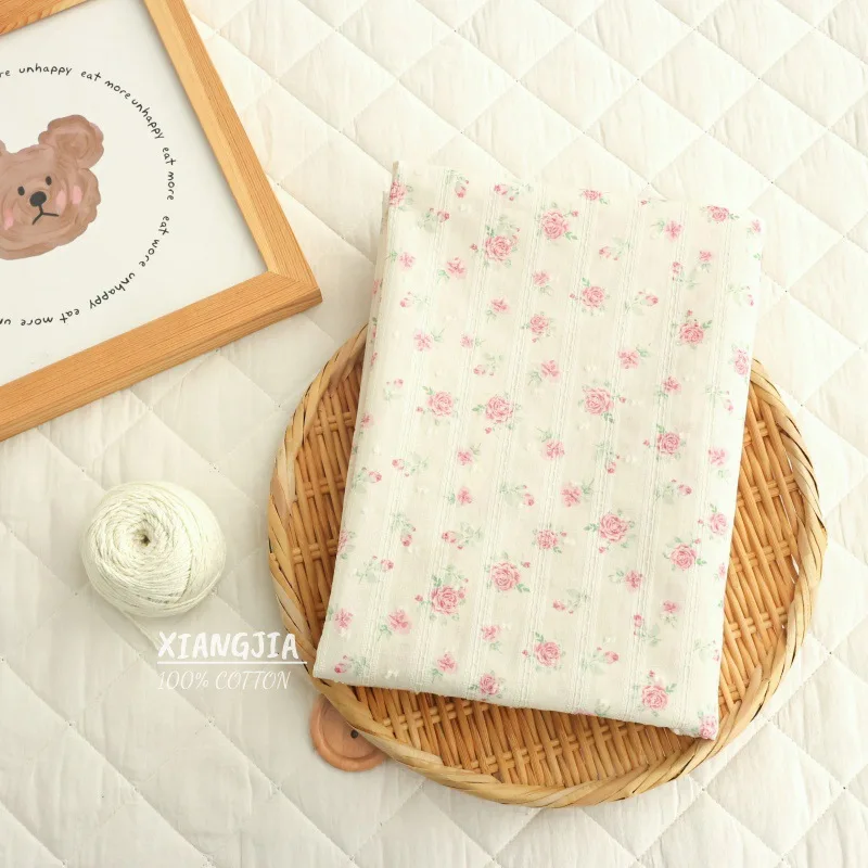 145x50cm Frischer Gestreifter Clip-Dot Blumenmuster Reiner Baumwoll-Jacquard-Stoff für Vorhänge, Hemden, Kleider und Heimdekoration – Detail 9