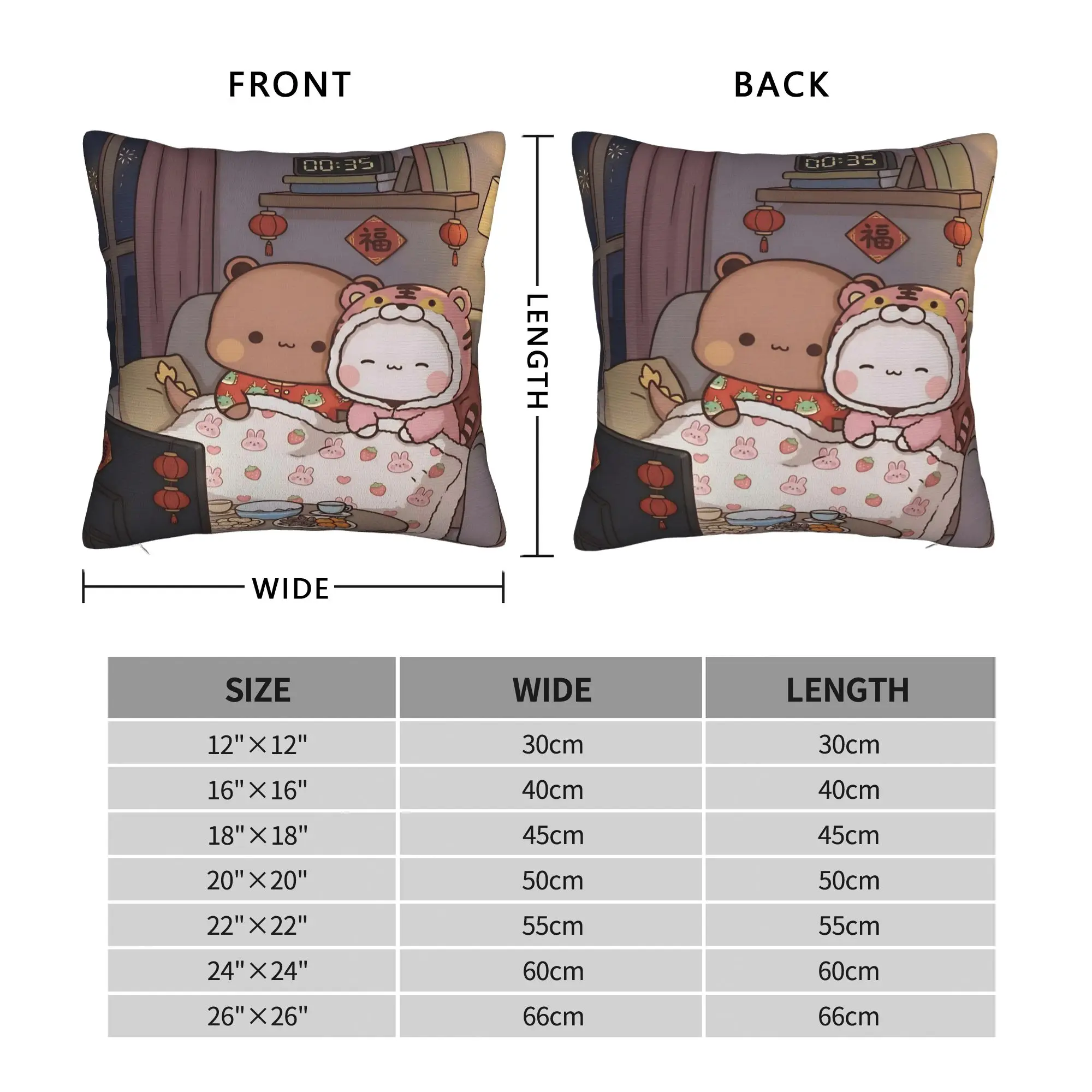 Bear And Panda Bubu Dudu Pillow Case  Graphic Pillow Cover Retro Trendy Cushion Cover For Living Room Bed Chair