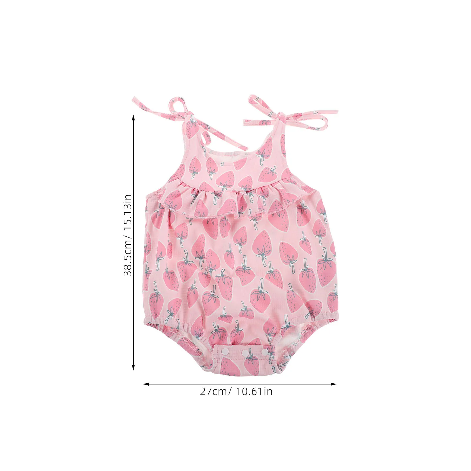 رومبير الفراولة طفلة بلا أكمام قطعة واحدة ملابس الصيف الوليد تصميم الفاكهة الوردية تنفس ملابس الرضع الناعمة #3