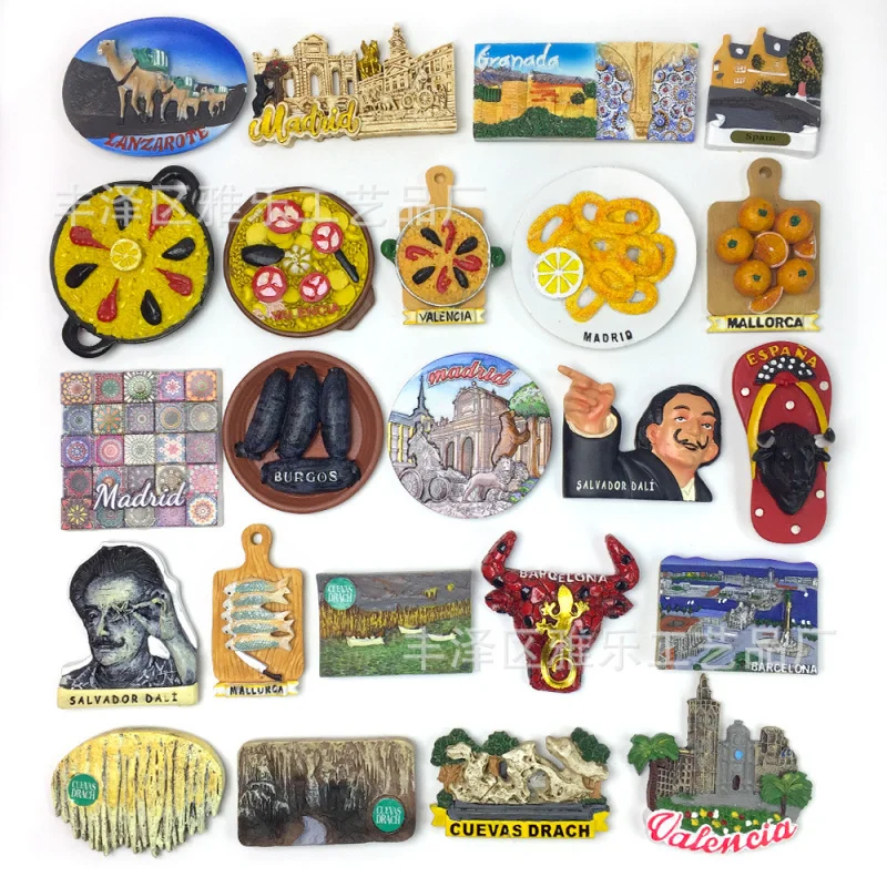 

Spain Madrid 3D Fridge Magnets - Europe Paella/Sightseeing Refrigerator Magnets, Super Strong Magnets for Fridge, Home Decor