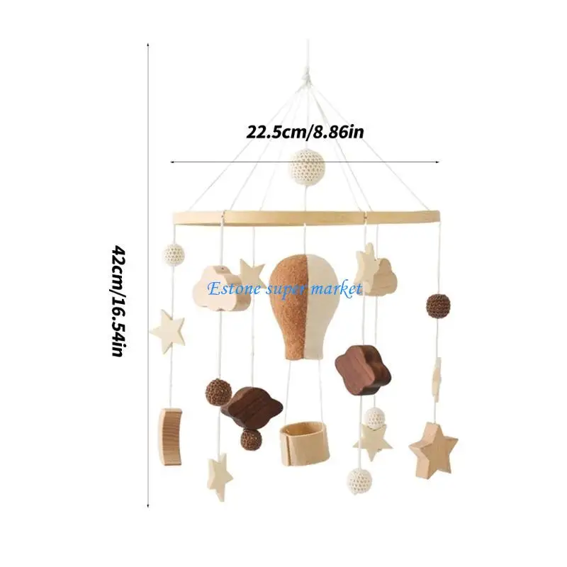 090B Natural Baby Crib Mobile With Nordic Felt Hot Air Balloon Design For Newborns Nursery Decors And Visual Stimulation