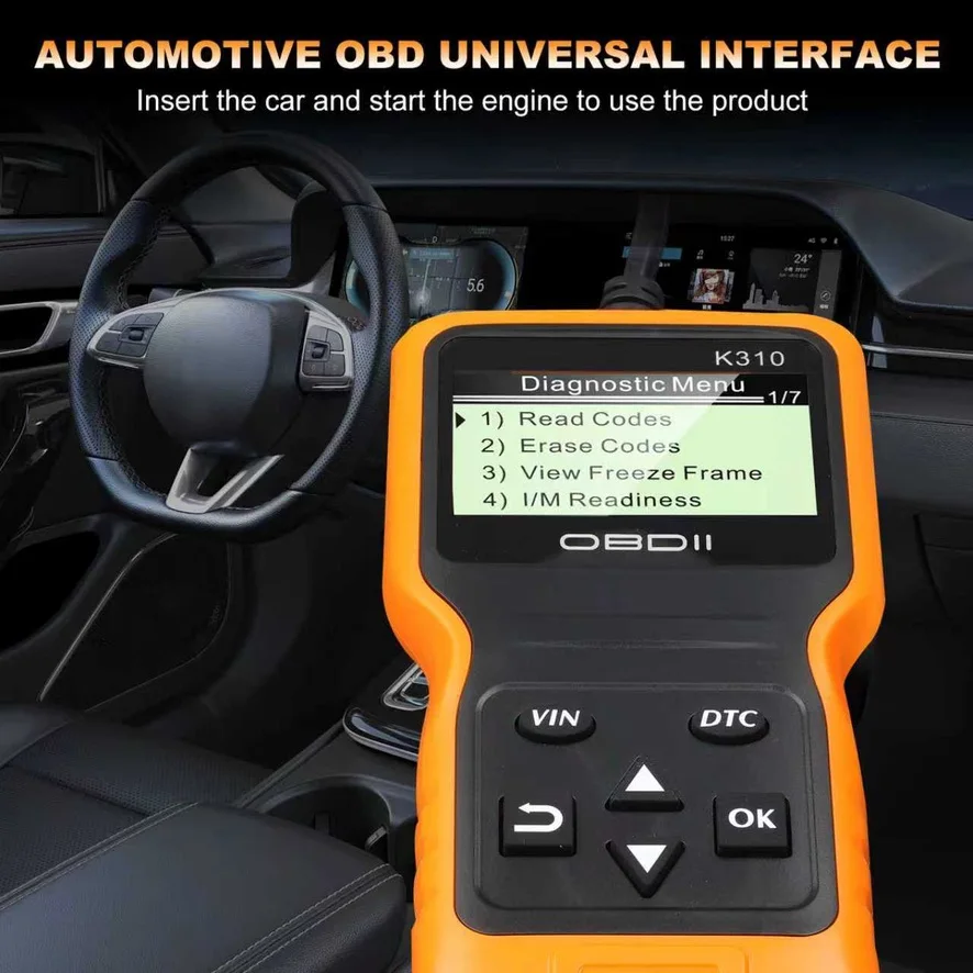 K310  Professional OBD2 Scanner, Real‑Time Data, Battery Test,Check Engine Light & Smoke Test, for All Vehicles After 1996