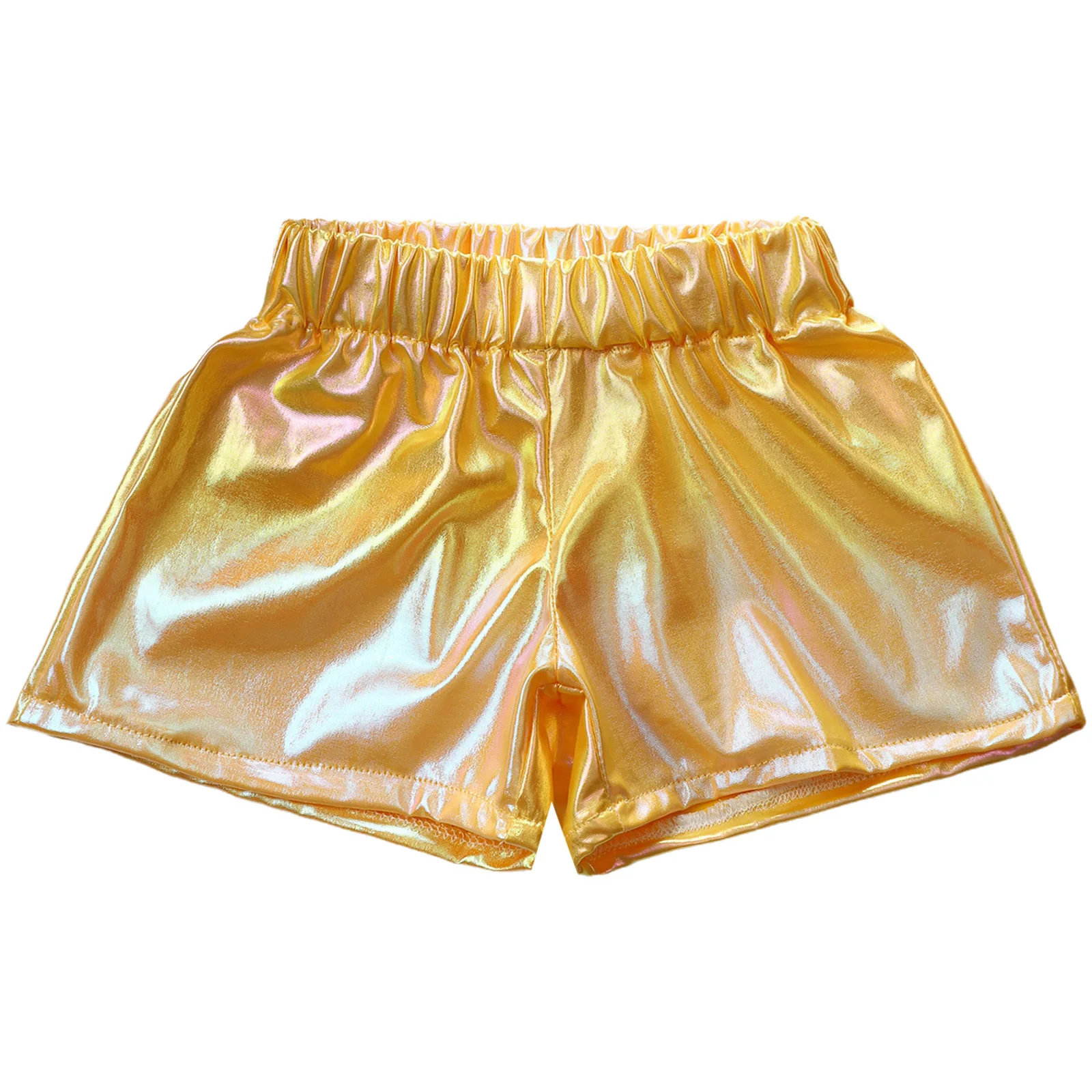 

Kids Girls Metallic Shorts Jazz Dance Cheerleading Stage Performance Costume Elastic Waistband Sparkly Shorts for Carnival Party