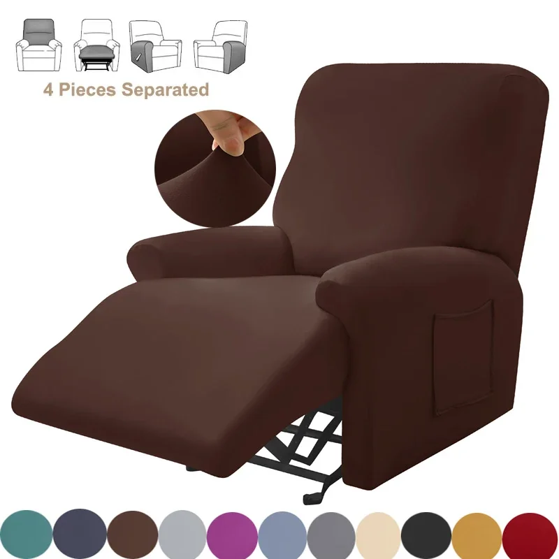 Split Recliner Sofa Cover Elastic Spandex Reclining Chair Cover Furniture Protector Solid Color Relax Lazy Boy Armchair Cover