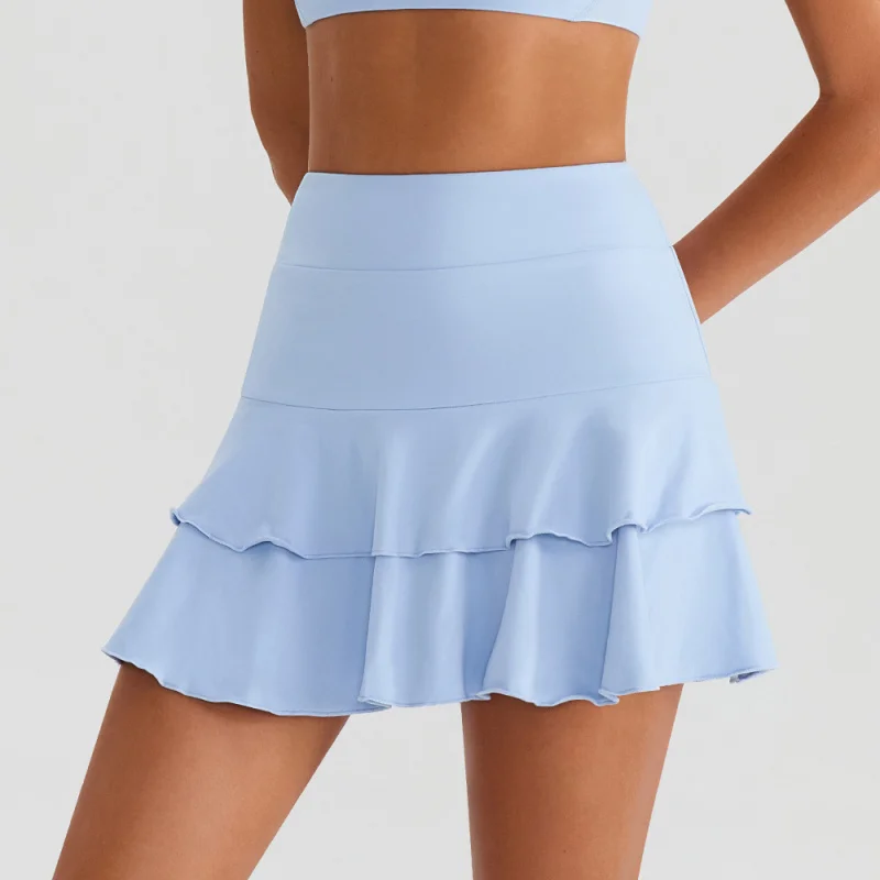 FUBEIKE Women Skirt Badminton Fake Two-Piece Sports Skirt Woman Tennis Short Skirt Quick-Dry Anti-Exposure Pocket Mini Skits