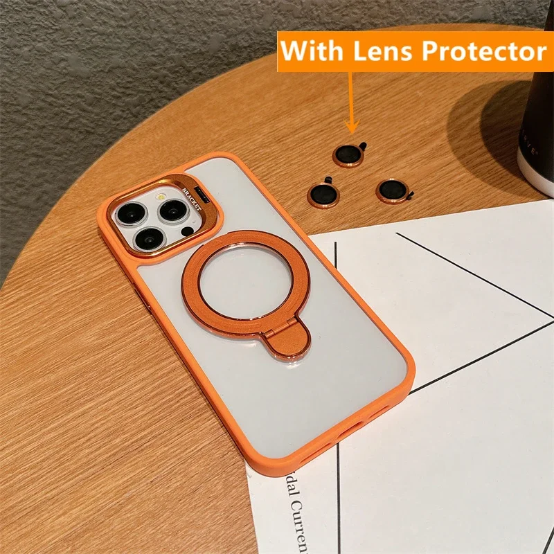 With Two Metal Rings Stand Case For iPhone 15 14 13 12 11 16 Pro Max 15 Plus Case for Magsafe Magnetic Wireless Charging Cover