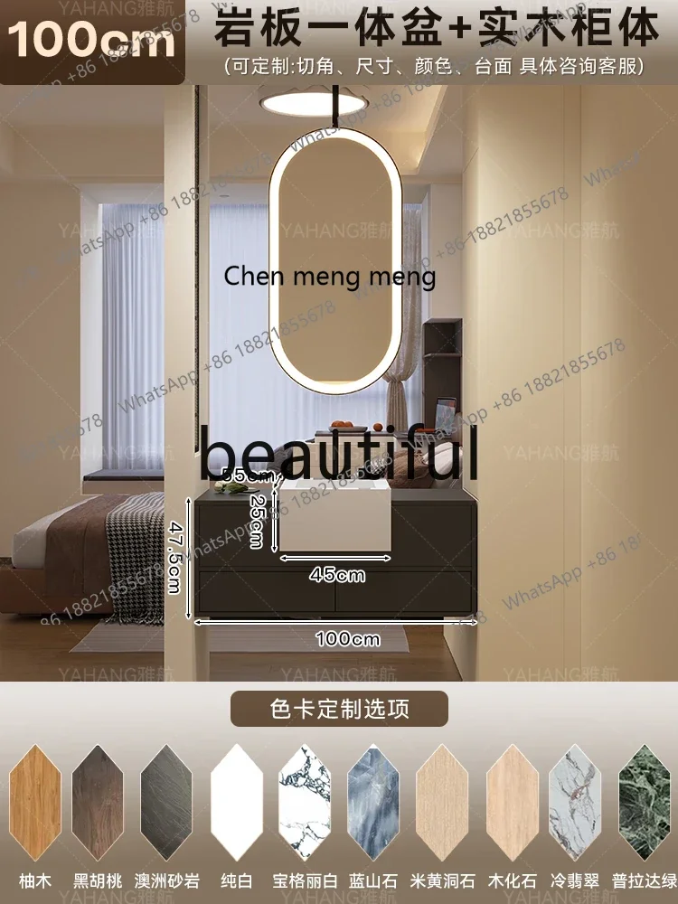 Bathroom Cabinet Slate Integrated Seamless Basin Toilet Hand Wash Table Single Double Basin