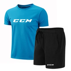 Sports Tshirt CCM Mens Summer Thin Sweat Absorbing Half Sleeve Fast Drying Shirt Ice Silk Tshirt Short Sleeve Top Sports Running